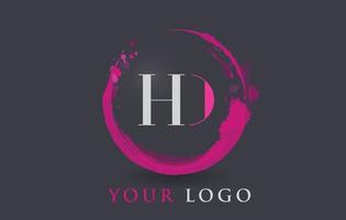 HD Letter Logo Circular Purple Splash Brush Concept. vector