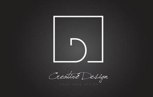 D Square Frame Letter Logo Design with Black and White Colors. vector