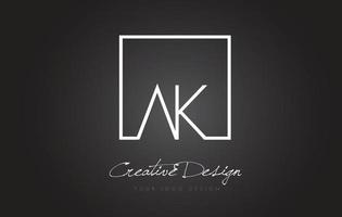 AK Square Frame Letter Logo Design with Black and White Colors. vector