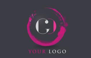 GO Letter Logo Circular Purple Splash Brush Concept. vector