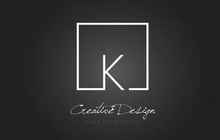 K Square Frame Letter Logo Design with Black and White Colors. vector