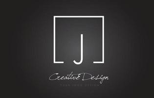 J Square Frame Letter Logo Design with Black and White Colors. vector