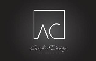 AC Square Frame Letter Logo Design with Black and White Colors. vector