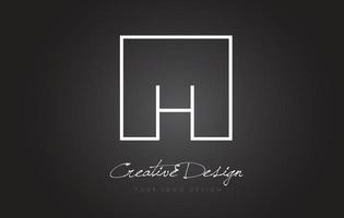 H Square Frame Letter Logo Design with Black and White Colors. vector