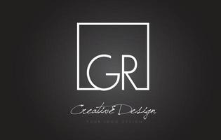 GR Square Frame Letter Logo Design with Black and White Colors. vector