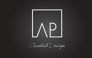 AP Square Frame Letter Logo Design with Black and White Colors. vector