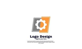 abstract square logo gear template vector colorful