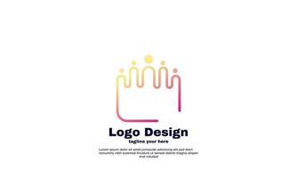 vector abstract people logo red rounded line