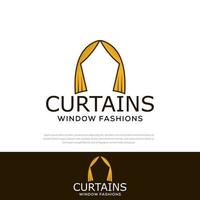 Vector yellow curtain logo and window symbol illustration design, template, symbol