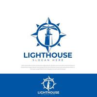 Lighthouse Logo Design With Compass Design Illustration Vector logo, symbol, icon, app, can be used for your business