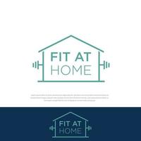 ícono de fitness en casa, ajuste desde casa, gimnasio en forma, entrenamiento en casa, entrenamiento deportivo, símbolo web vector