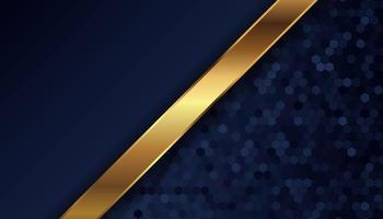 Abstract dark blue background with golden lines and dots vector