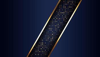 Abstract dark blue background with golden lines and dots vector