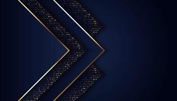 Abstract dark blue background with golden lines and dots vector