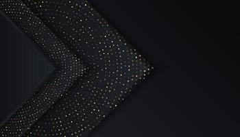 black background with overlap layers golden light dots vector