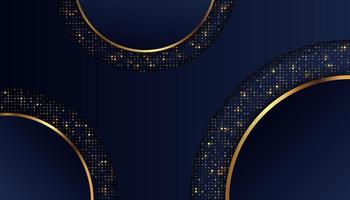 dark blue overlap background with golden light line vector