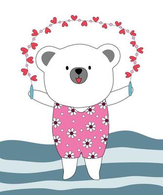 Vector illustration collection Of cute little bears designed with doodle style in valentine's theme