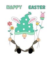 Collection Happy Easter with cute gnomes. on the theme of Easter designed with doodle style Great for decorations vector