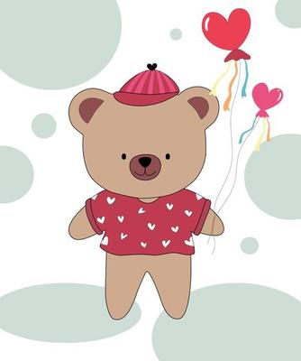 Vector illustration collection Of cute little bears designed with doodle style in valentine's theme
