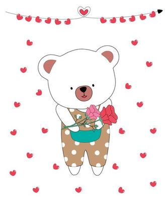 Vector illustration collection Of cute little bears designed with doodle style in valentine's theme