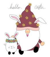 Collection Happy Easter with cute gnomes. on the theme of Easter designed with doodle style Great for decorations vector