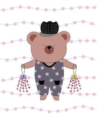 Vector illustration collection Of cute little bears designed with doodle style in valentine's theme