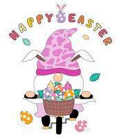 Collection Happy Easter with cute gnomes. on the theme of Easter designed with doodle style Great for decorations vector