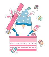 colección felices pascuas con lindos gnomos. sobre el tema de la pascua diseñado con estilo garabato ideal para decoraciones vector