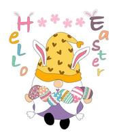 Collection Happy Easter with cute gnomes. on the theme of Easter designed with doodle style Great for decorations vector