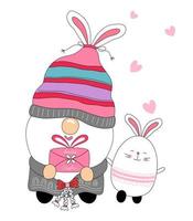 Collection Happy Easter with cute gnomes. on the theme of Easter designed with doodle style Great for decorations vector