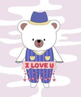 Vector illustration collection Of cute little bears designed with doodle style in valentine's theme