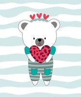 Vector illustration collection Of cute little bears designed with doodle style in valentine's theme