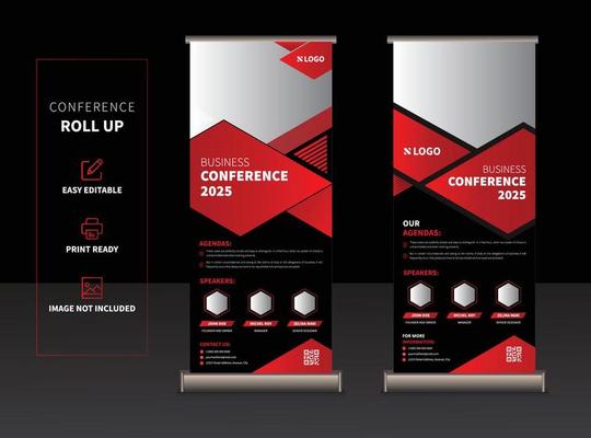 Corporate roll up or X banner design template. Roll up banner stand. Vector