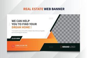 bandera de bienes raíces. diseño de banners web. plantilla de banner en línea de sitio web para negocios inmobiliarios vector