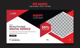 plantilla de banner web de servicio en línea. diseño de anuncios web de negocios para el sitio web. banner web corporativo y diseño de anuncios digitales. vector