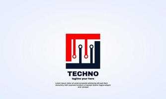 creative abstract rectangle technology concept logo design vector