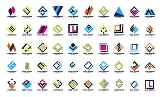 stock vector abstract geometric company corporate business Logo set best collection