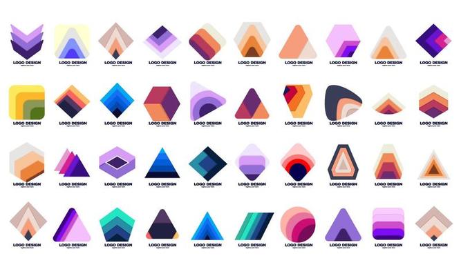 awesome geometric company corporate business unique Logo design set best collection