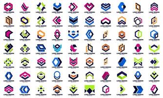 abstract geometric company corporate business Logo set best collection vector