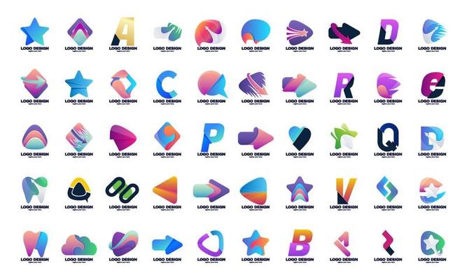abstract set best collection eye catching logo company business and corporate colorful design