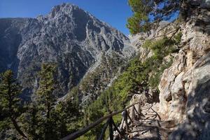 Trekking in Samaria Gorge on the island of Crete, Greece. photo