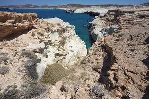 Lunar landscape near Sarakiniko Beach on Milos island, Greece. photo