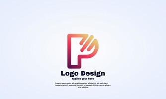 vector elegant idea company business initial P logo design template fast