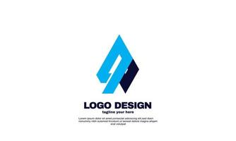 abstract best idea simple business company logo design template blue navy color vector