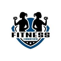 logotipo de escudo de fitness de mujer vector