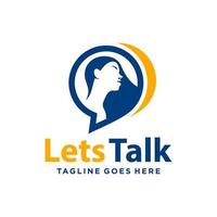 modern logo talking or communication woman vector