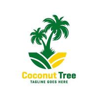 logotipo de árbol de coco en la playa vector