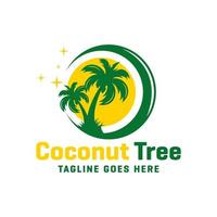 logotipo de árbol de coco en la playa vector
