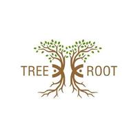 plant root tree logo design vector