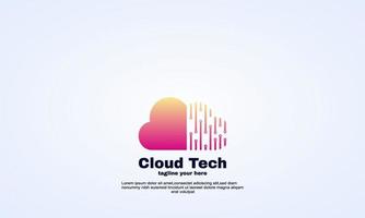 abstract cloud tech logo design concept vector